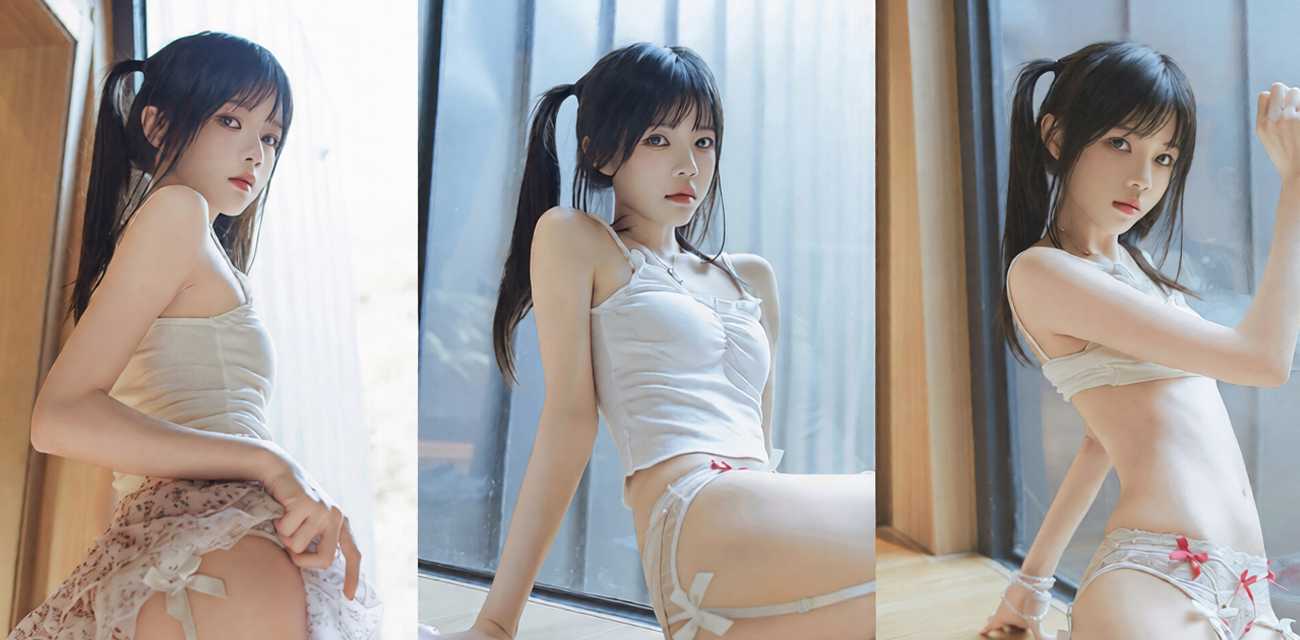 甜心女神 樱桃喵 春日碎花写真 蕾丝吊带勾勒蜜臀 阳光撩拨甜欲肉体 暗藏万千媚意
